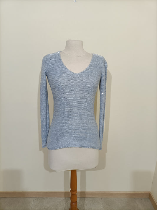 Pull Caroll bleu ciel en maille avec sequins Taille 34