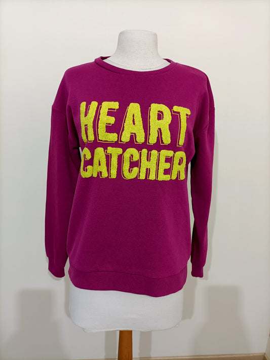 Sweat Lola fuchsia inscription " heart catcher" Taille L