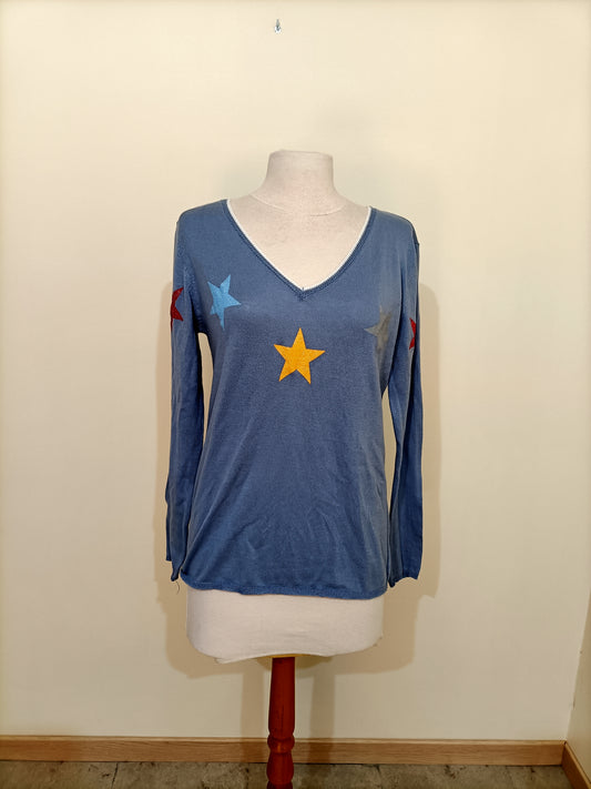 Pull fin So Sweet bleu avec étoiles et lacet dans le dos Taille S