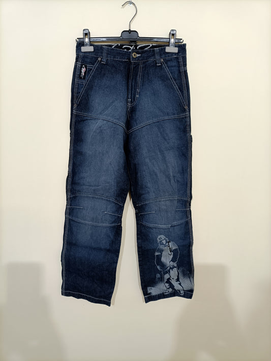 Jeans Complices baggy fit bleu délavé avec impression Taille 34-36