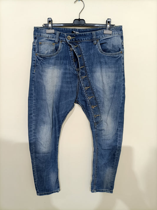 Jeans River Soul avec boutons style baggy bleu délavé Taille 44