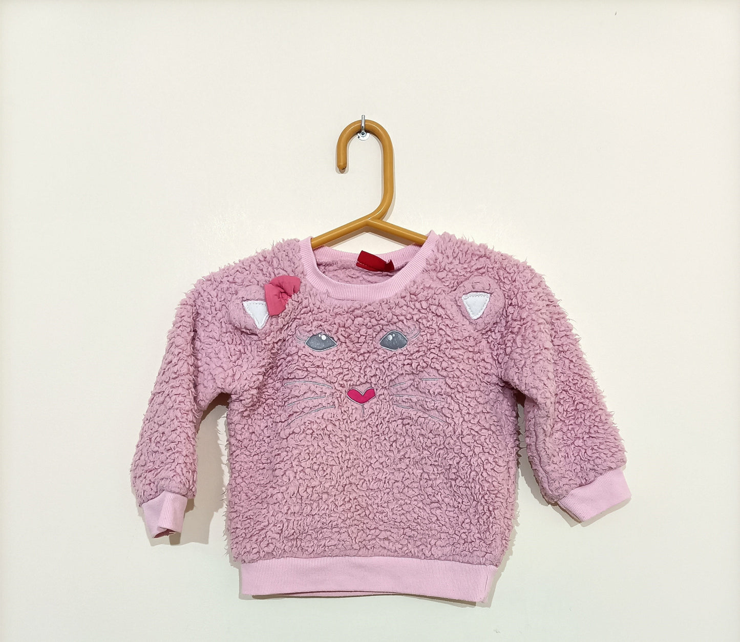 Pull Tissaia épais rose motif chat Taille 2 Ans