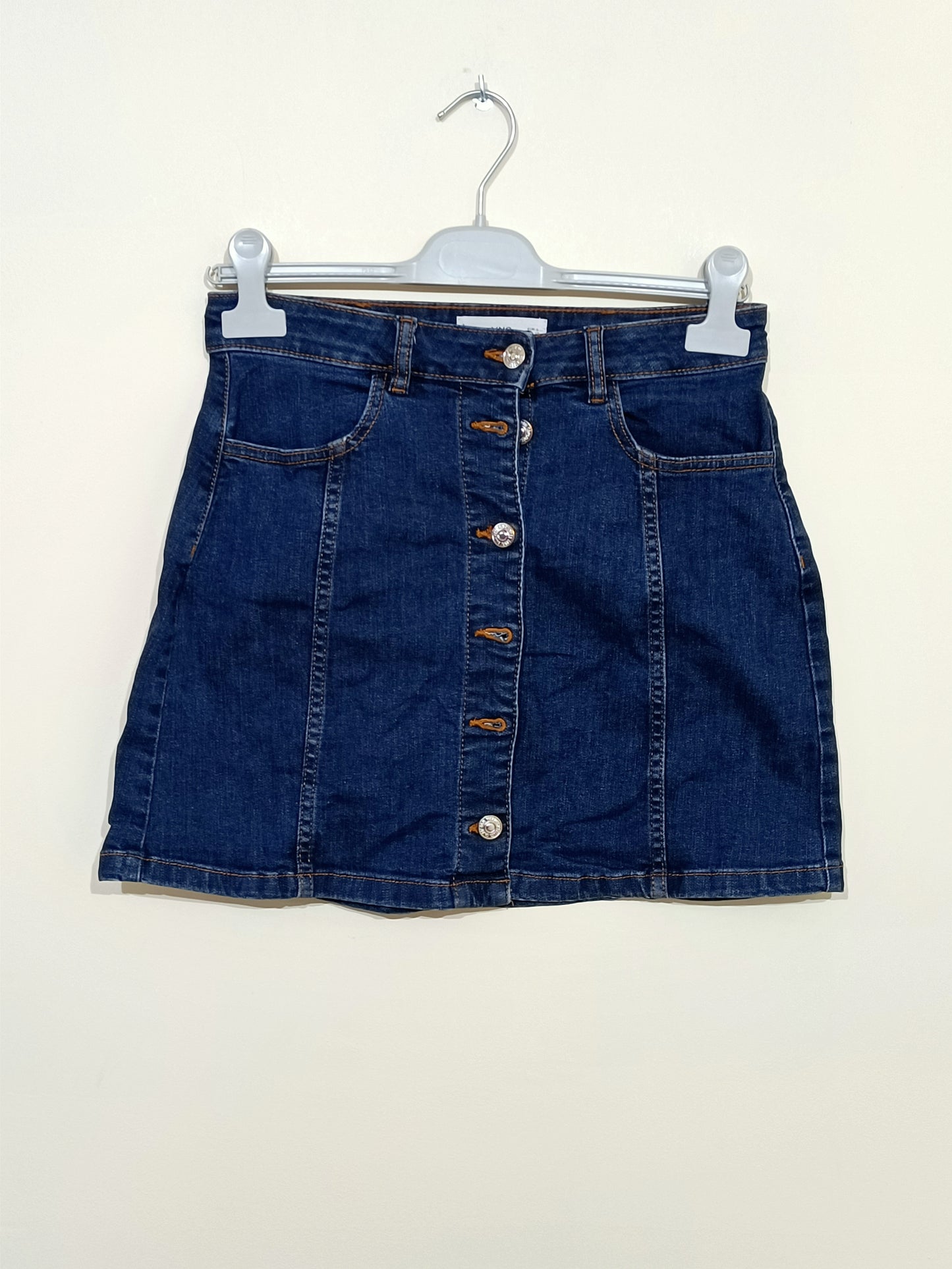 Jupe en jeans Mango bleu foncé à boutons Taille S