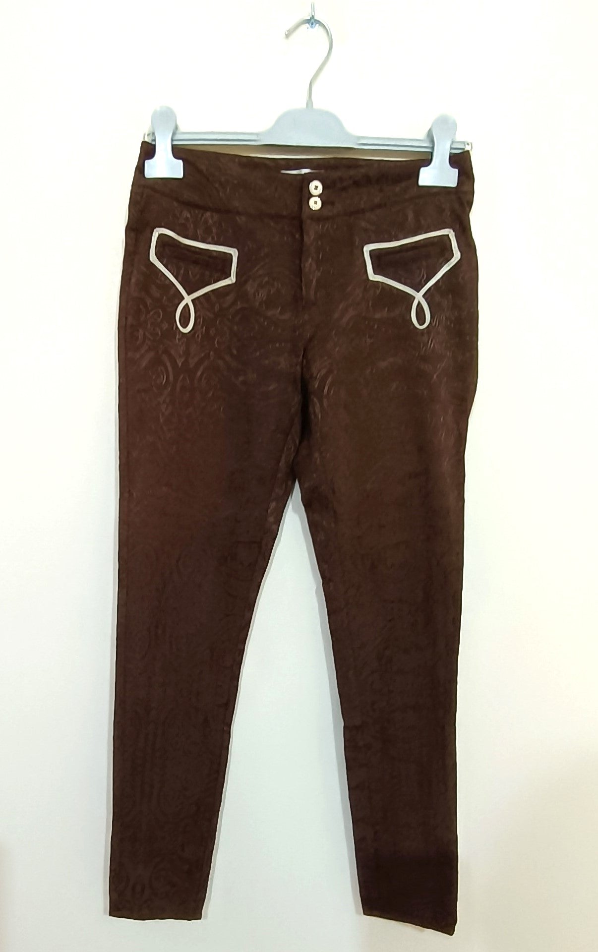 Pantalon Anecdote marron avec motifs et broderie Taille 36