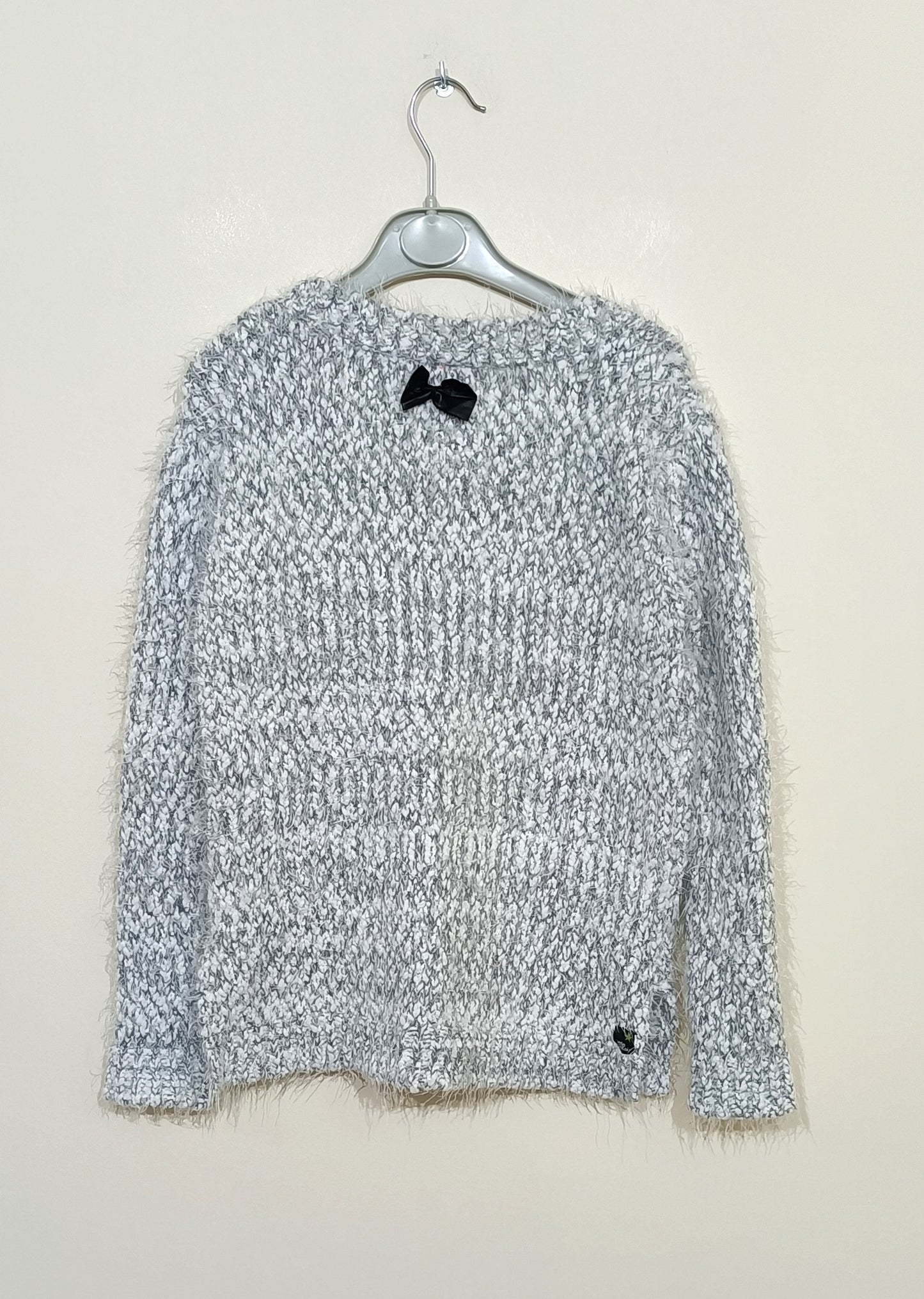 Pull maille bouclette Little Captain gris et blanc Taille 8 Ans