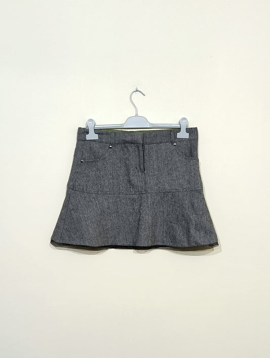 Jupe courte Mim à motifs géométriques noirs et blancs avec volant Taille 40