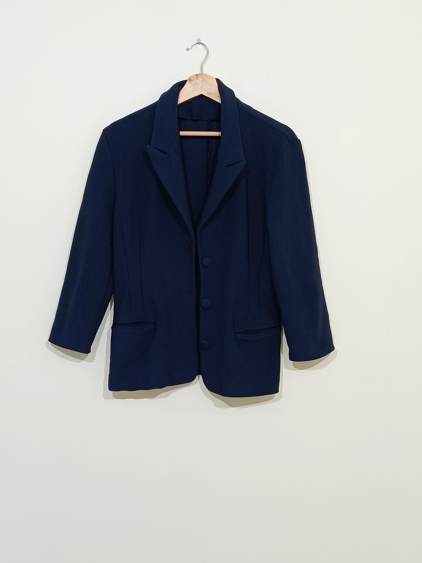 Veste côtelée bleue marine  manches 3/4 Taille 40