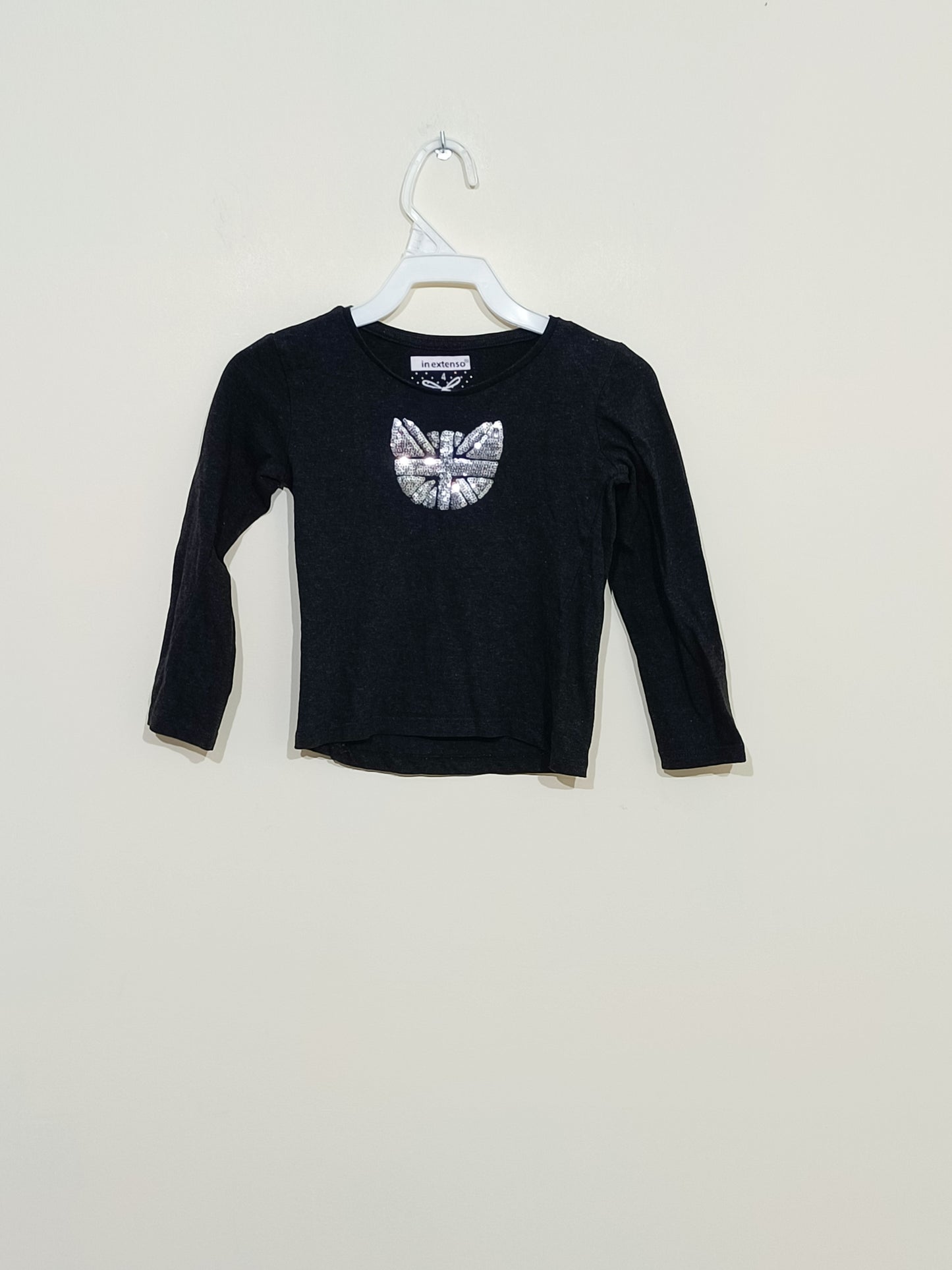 T-shirt manches longues In extenso noir avec sequins Taille 4 ans