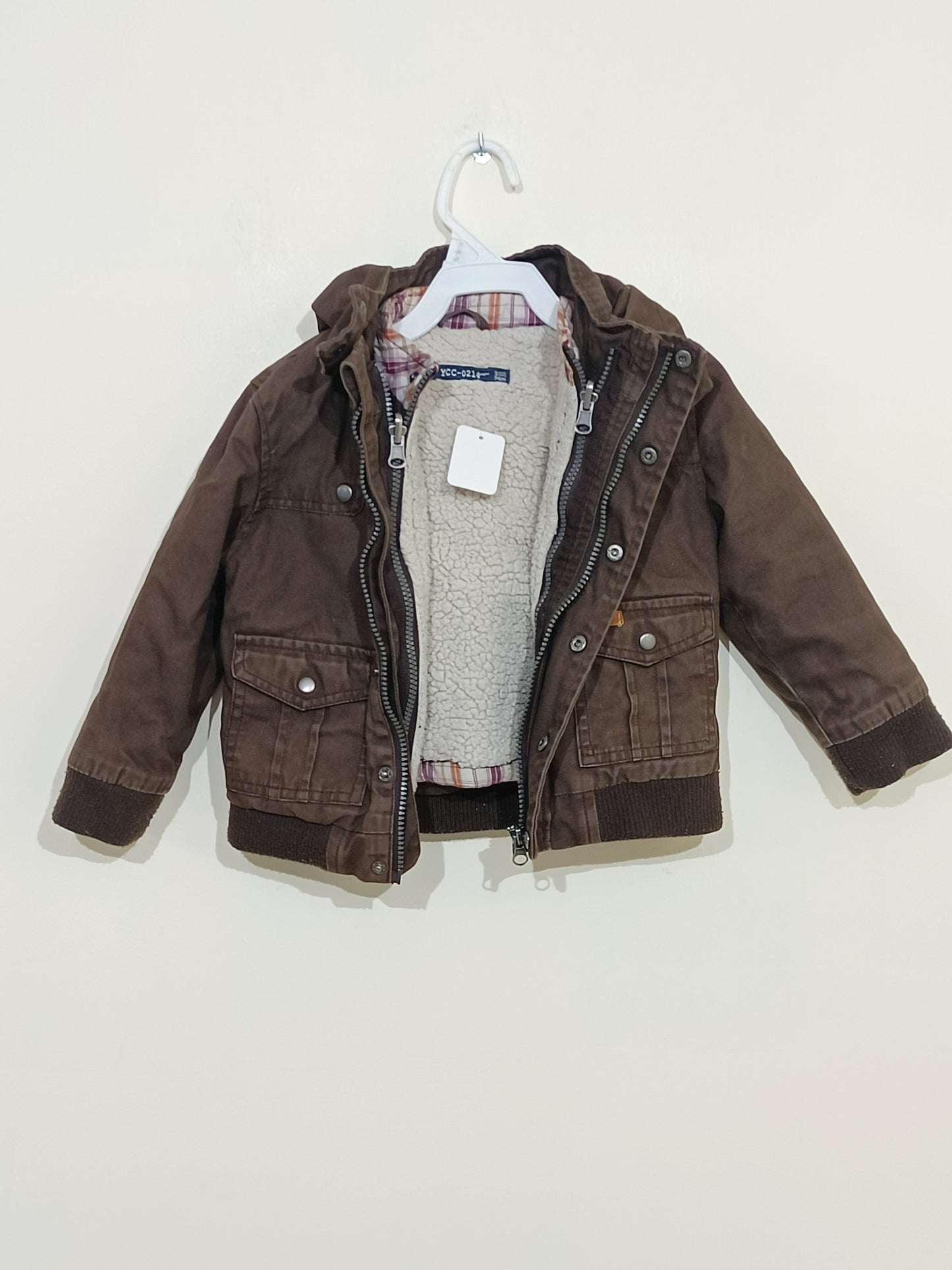 Manteau YCC marron avec capuche et doublure amovible Taille 3 ans