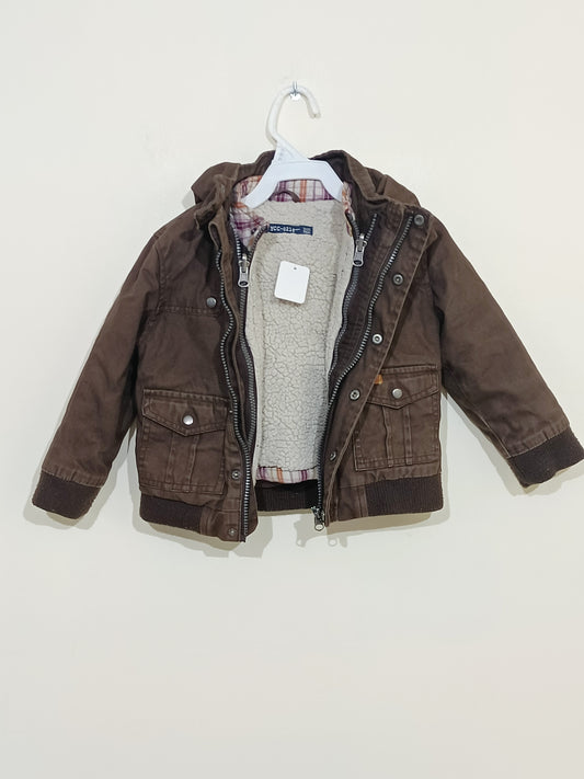 Manteau YCC marron avec capuche et doublure amovible Taille 3 ans