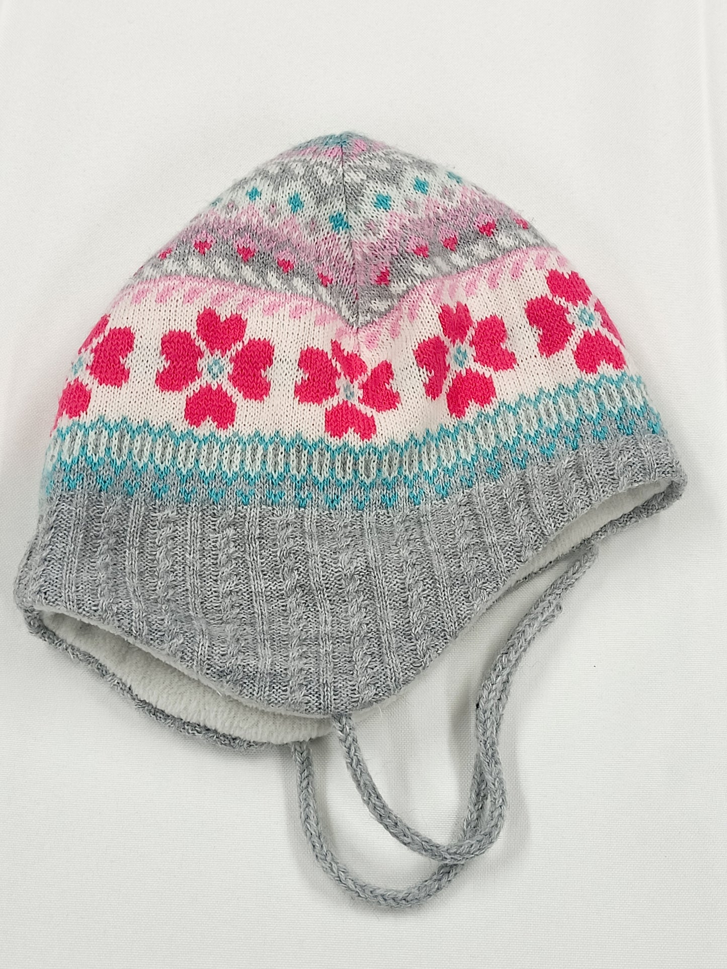 Bonnet doublé polaire C&A gris avec motifs Taille 48/49 cm