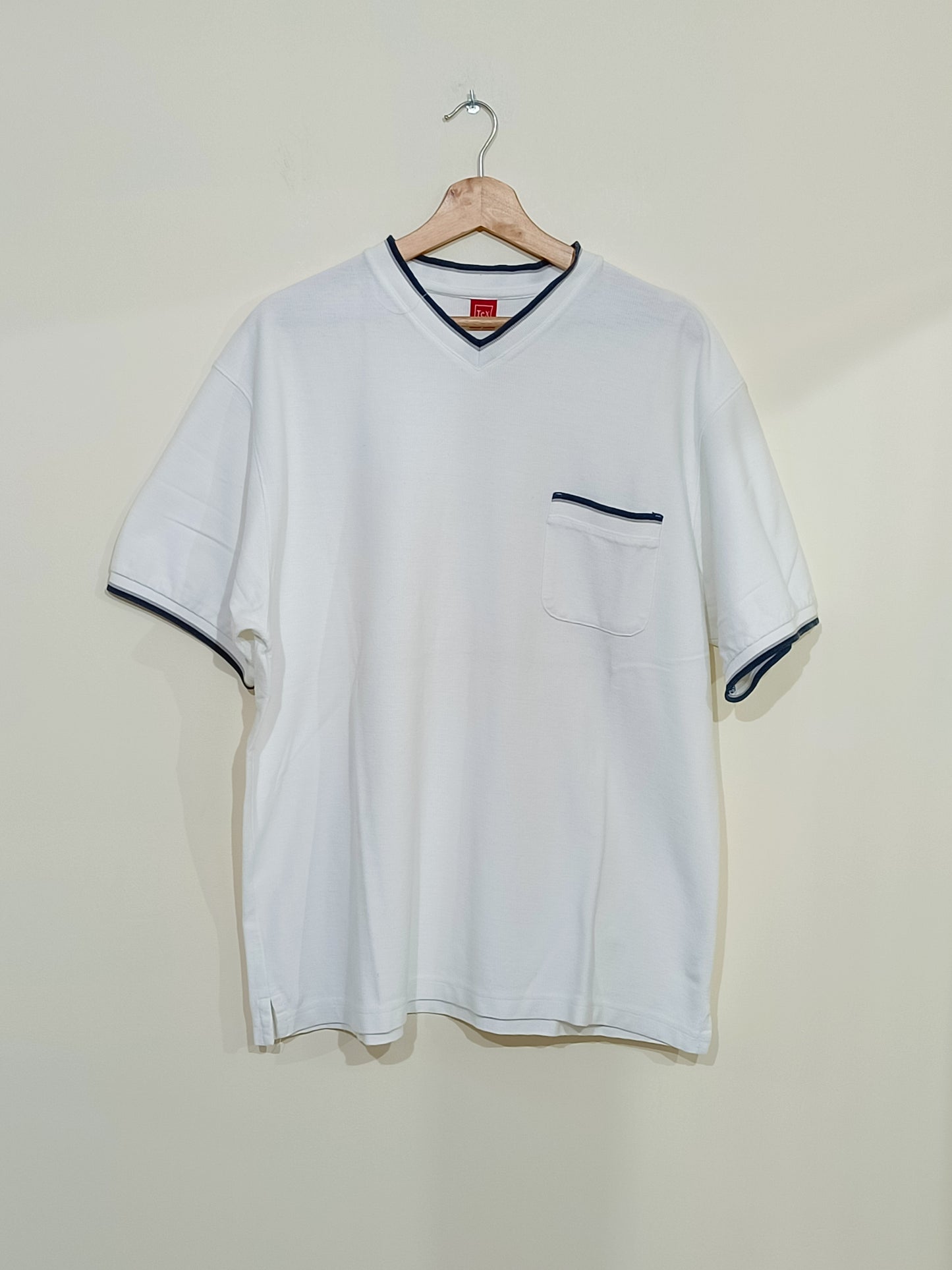 T-shirt épais Tex blanc avec liseré bleu Taille XXL