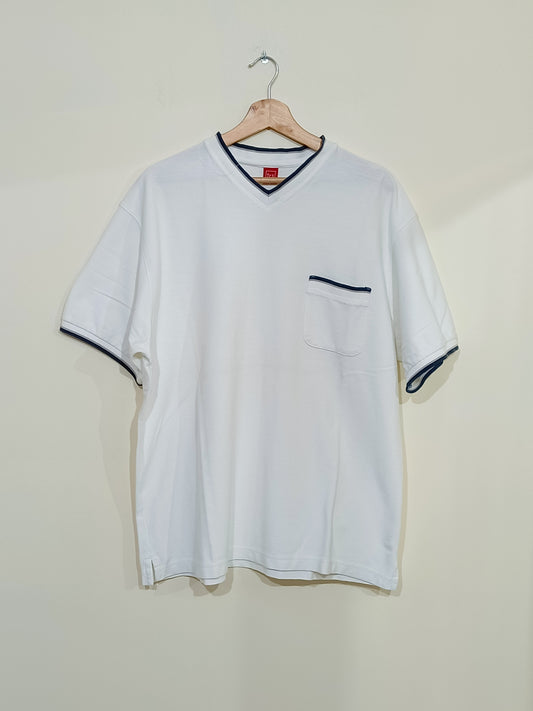 T-shirt épais Tex blanc avec liseré bleu Taille XXL