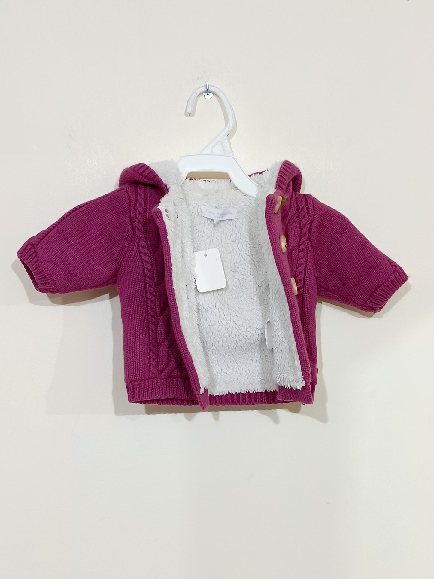 Gilet fourré Cadet Rousselle rose foncé avec capuche Taille 1 Mois