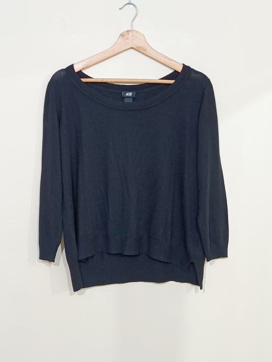 Pull fin H&M noir col rond Taille L