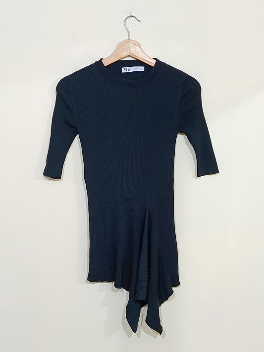 Pull asymétrique Zara noir manches 3/4 Taille S