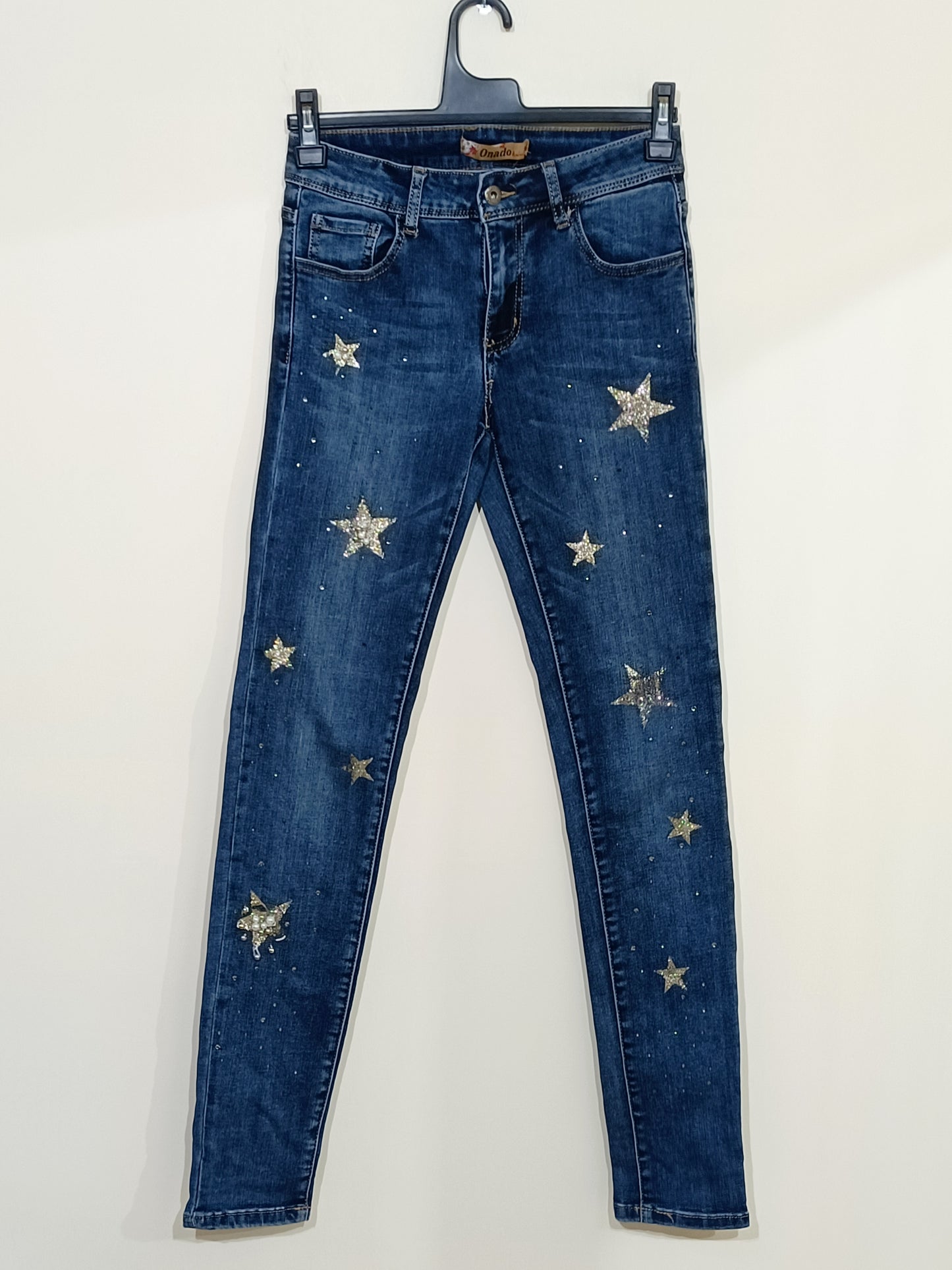 Jeans Onado bleu avec strass et impressions skinny Taille 36