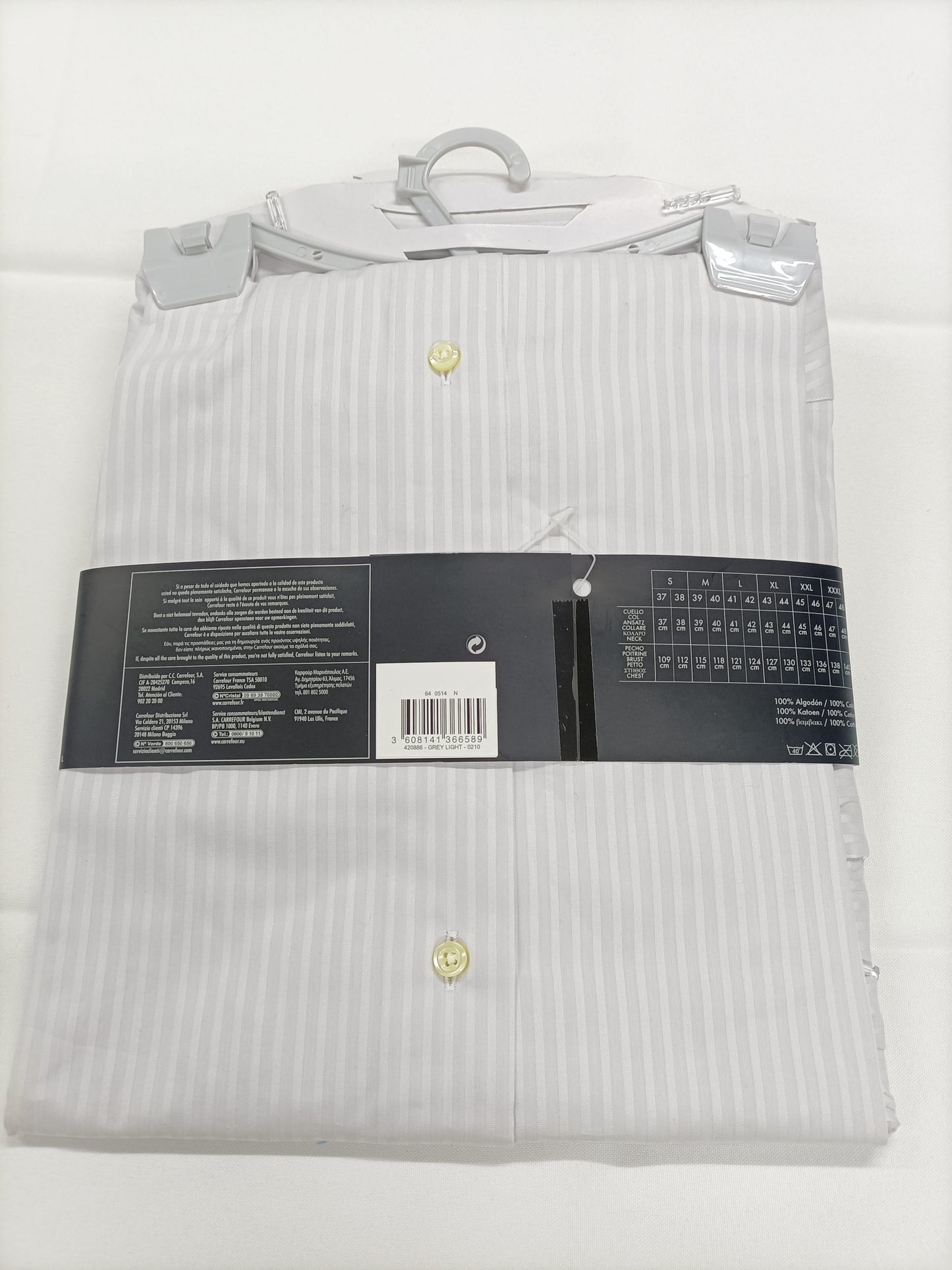 Chemise Tex Man rayée blanc et gris Taille 41/42 (L)