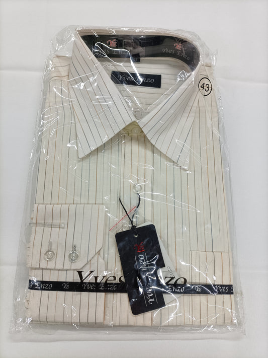 Chemise Yves Enzo beige rayée Taille 43 (XL)