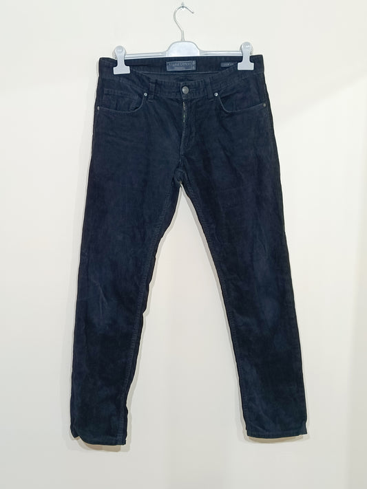 Pantalon Angelo Litrico noir en velours côtelé slim Taille W34/L32 (44)