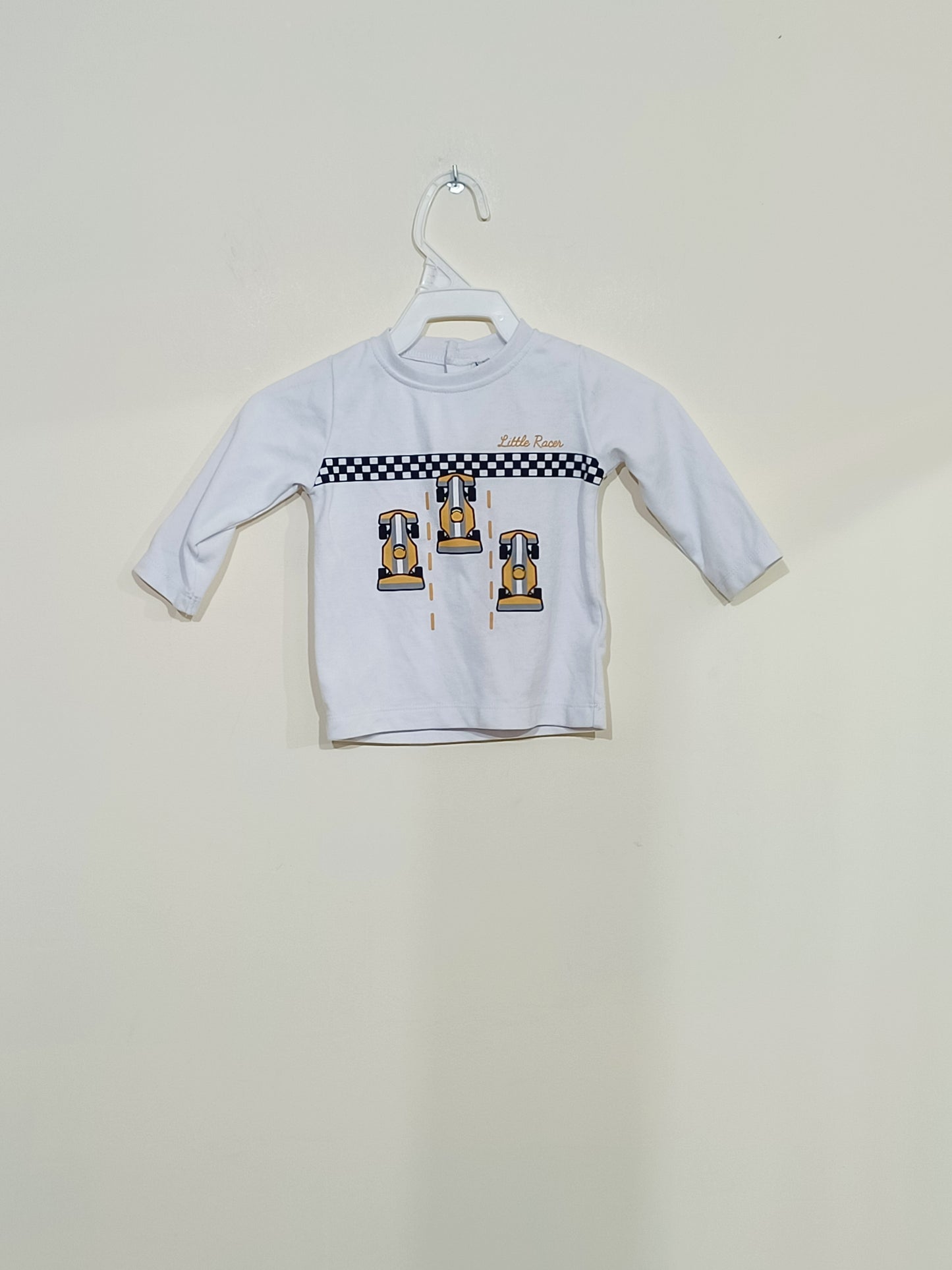 T-shirt manches longues blanc avec impression Taille 6 Mois