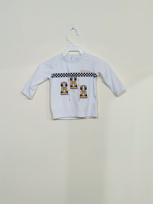 T-shirt manches longues blanc avec impression Taille 6 Mois