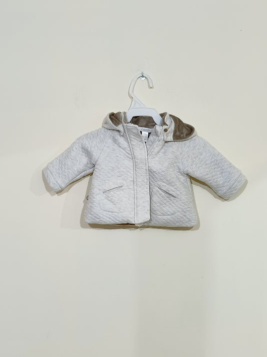 Manteau fourré Okaïdi beige et marron avec capuche Taille 3 Mois