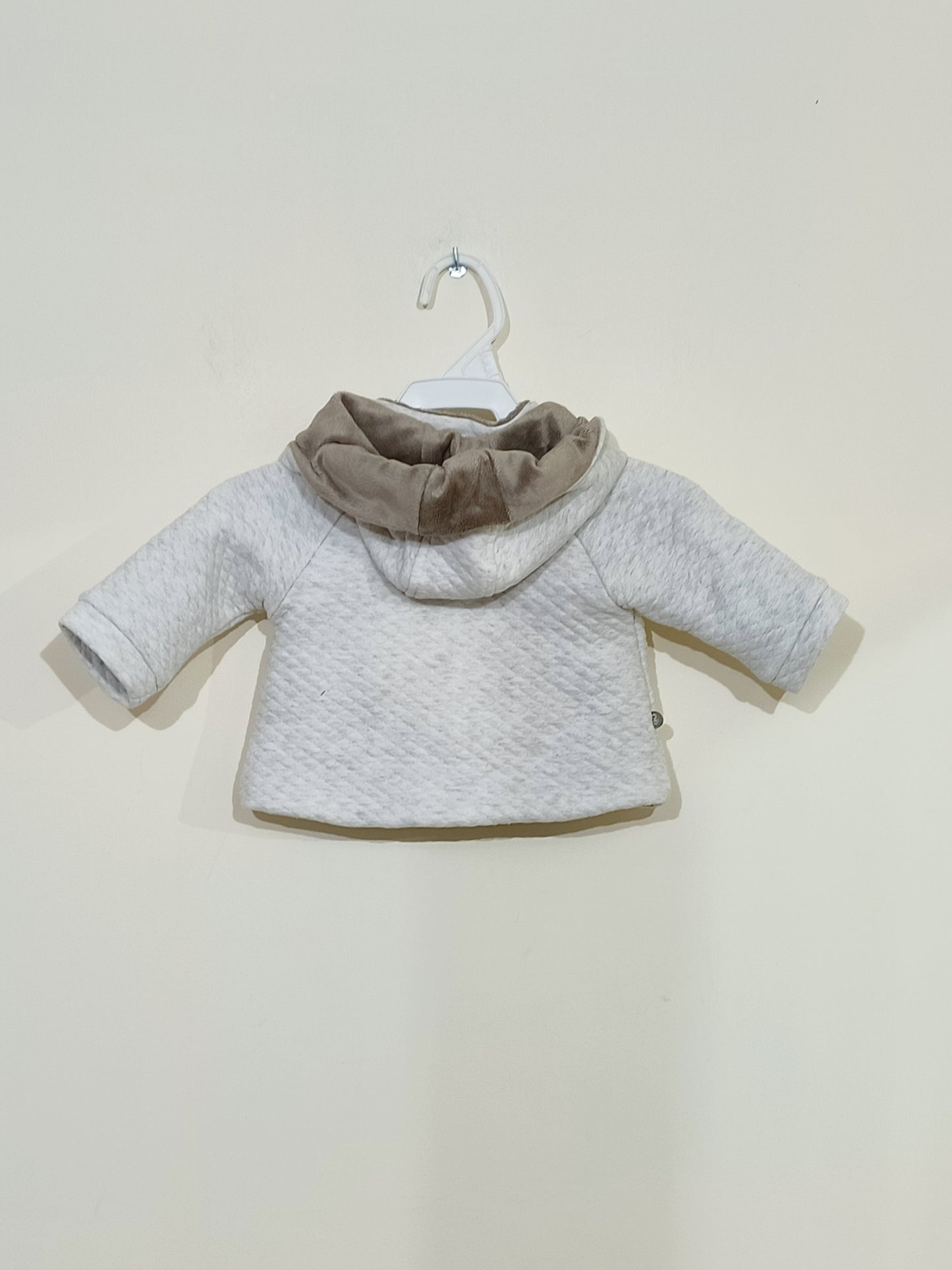 Manteau fourré Okaïdi beige et marron avec capuche Taille 3 Mois