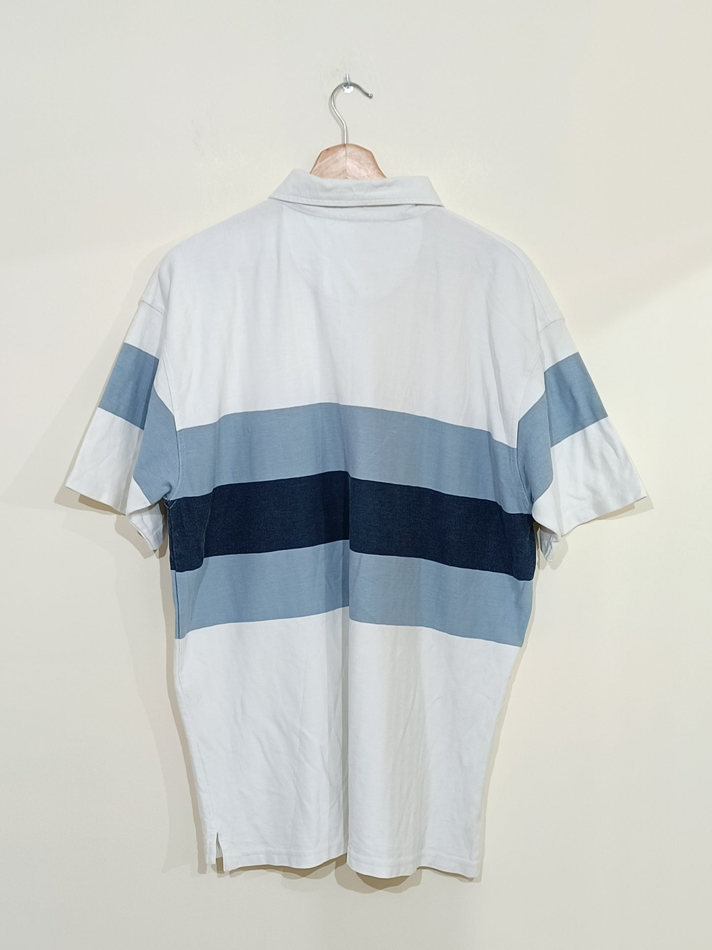 Polo Blanc Bleu rayé Taille L