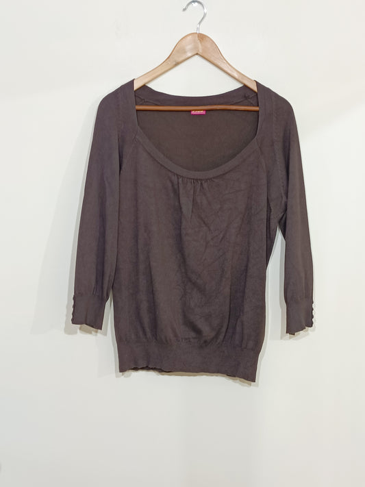 Pull Phildar manches 3/4 marron Taille L
