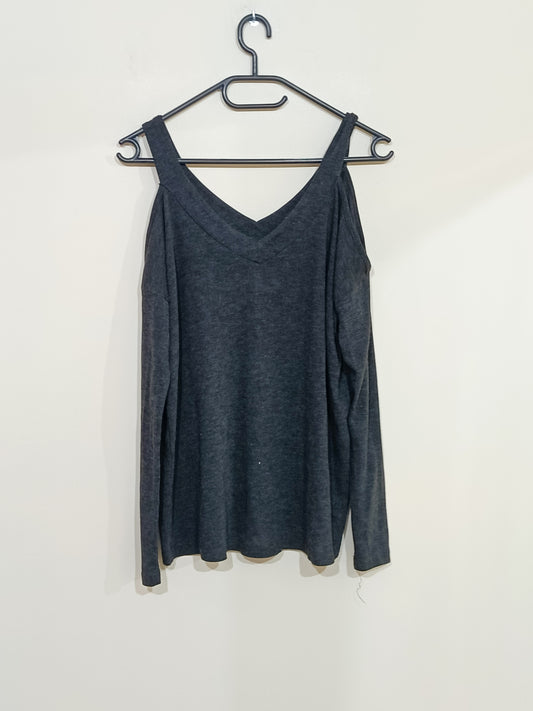 Pull fin Primark épaules dénudées gris anthracite Taille S