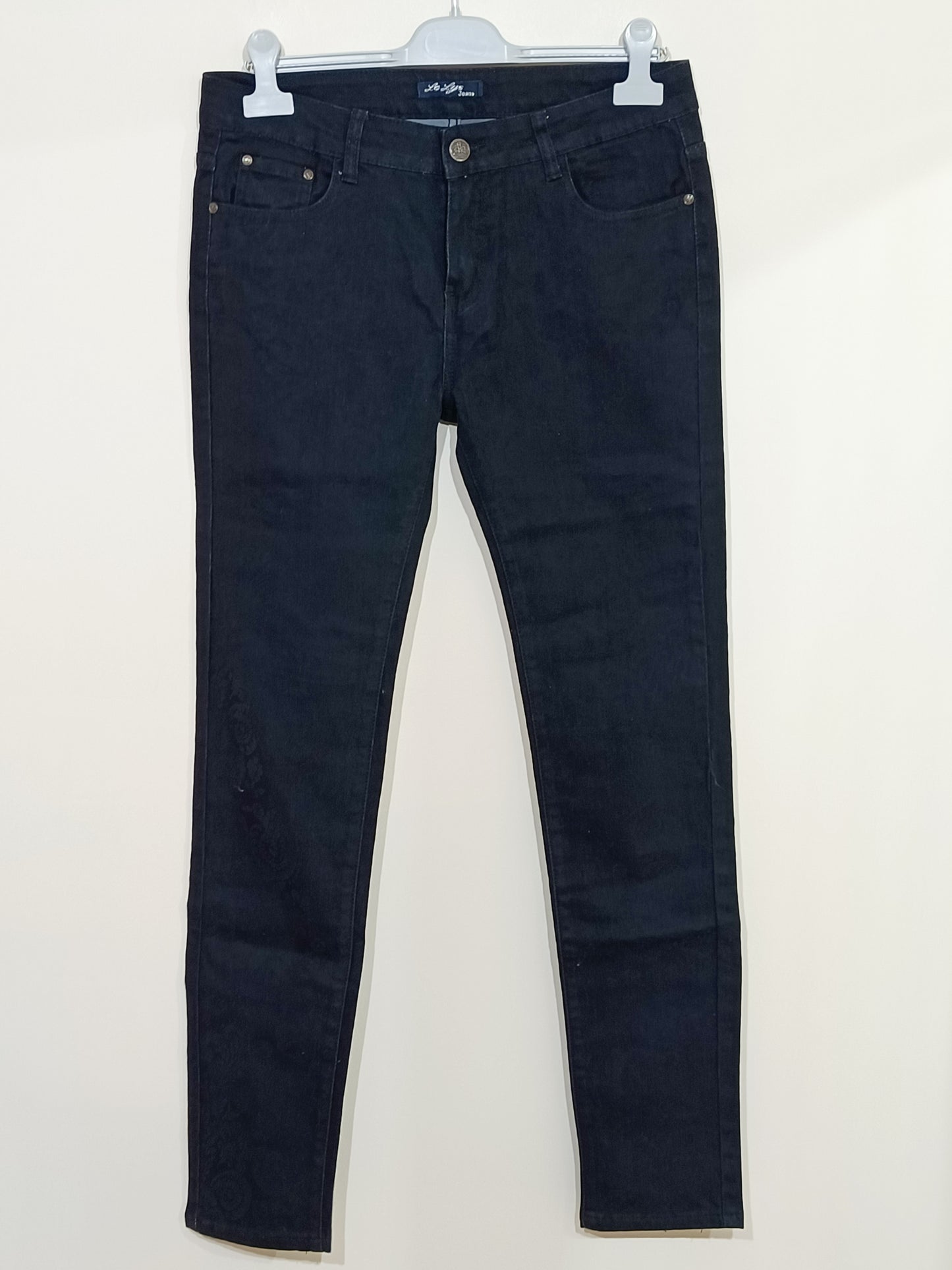 Jeans Le Lys noir avec motif fleuri Taille 42