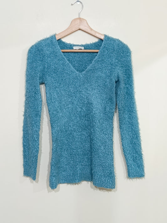 Pull maille poilue Grain de Malice bleu clair Taille XS