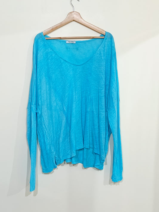 Pull fin Mino du Sud bleu clair effet délavé Taille Oversize