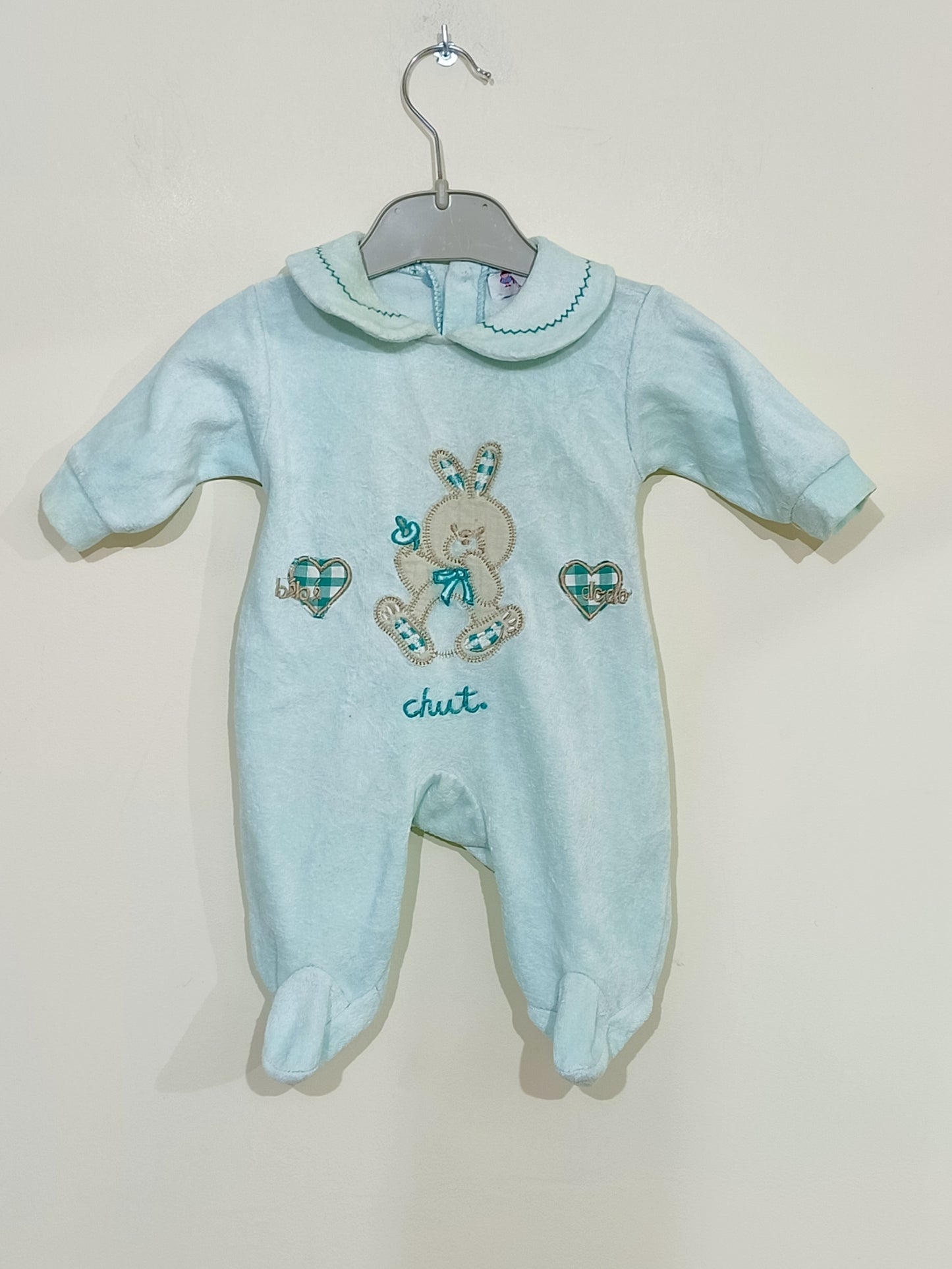 Pyjama Farfadet bleu ciel avec broderie Taille 1 Mois