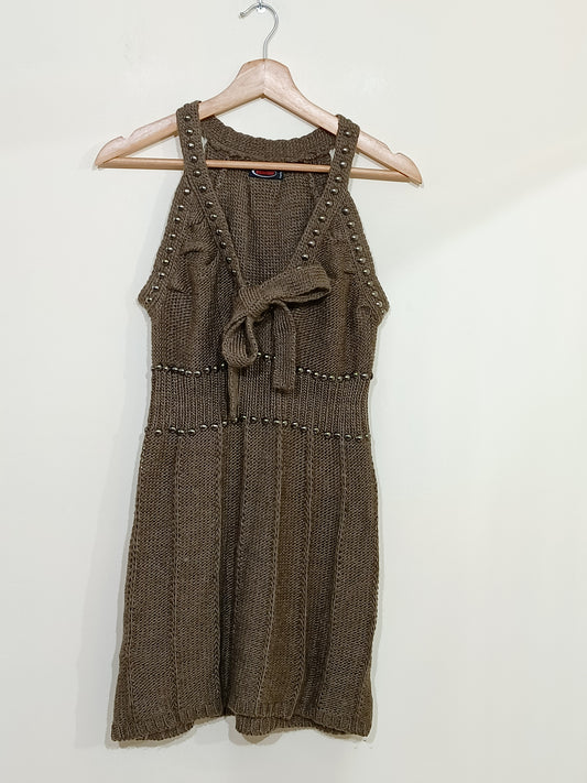 Robe sans manche en maille Moving marron Taille S