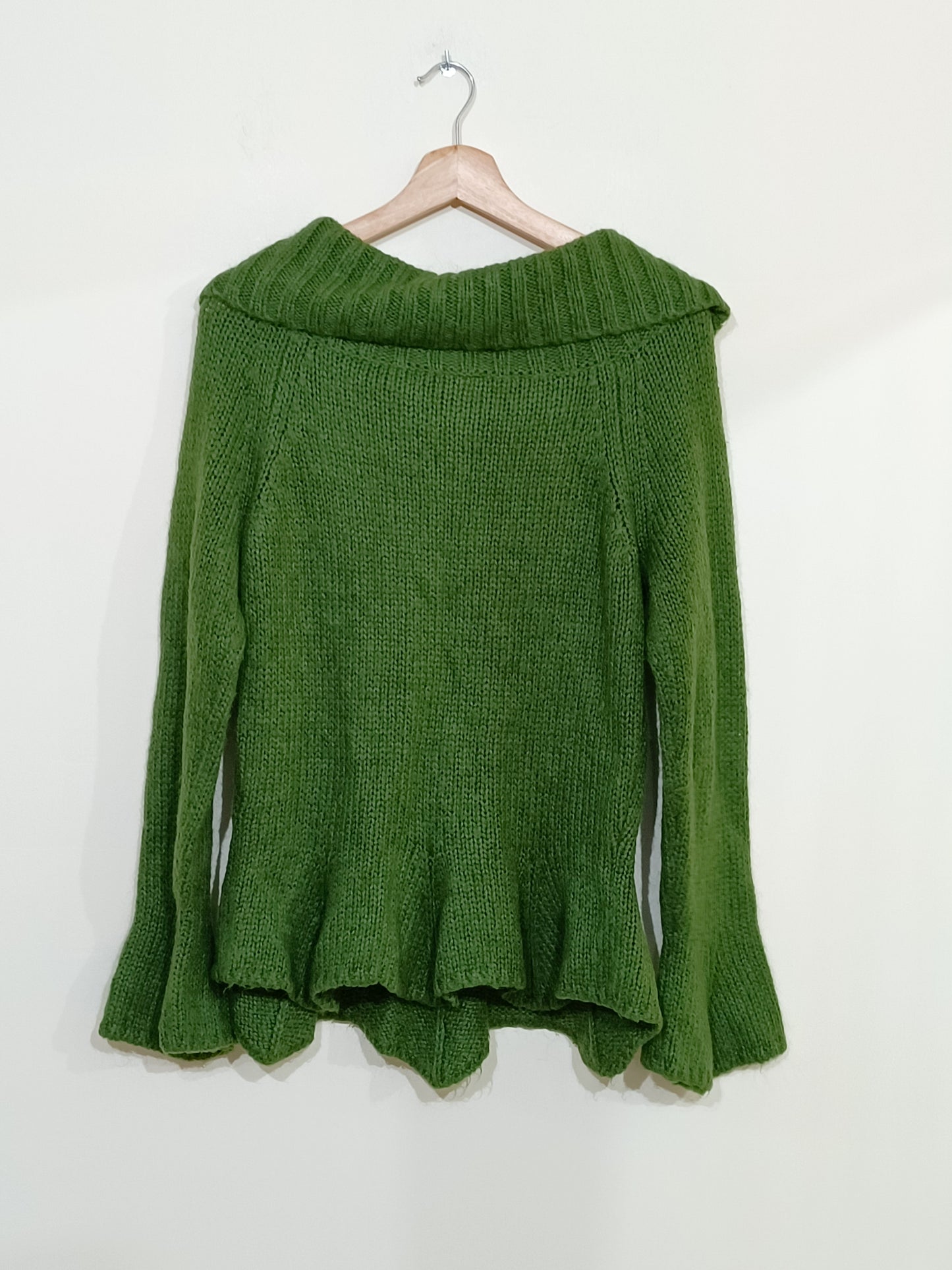 Pull en maille Phildar col large vert Taille M