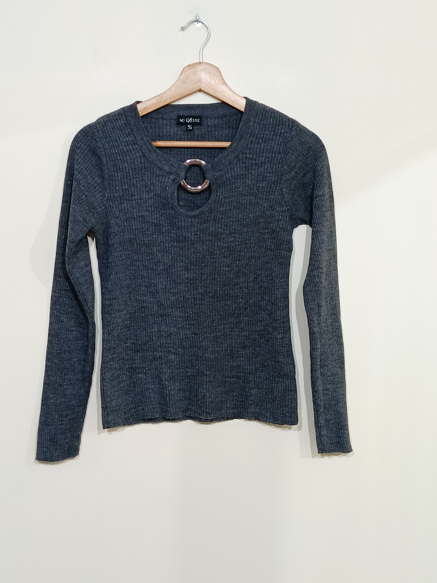 Pull No excuse gris avec col fantaisie Taille 38/40