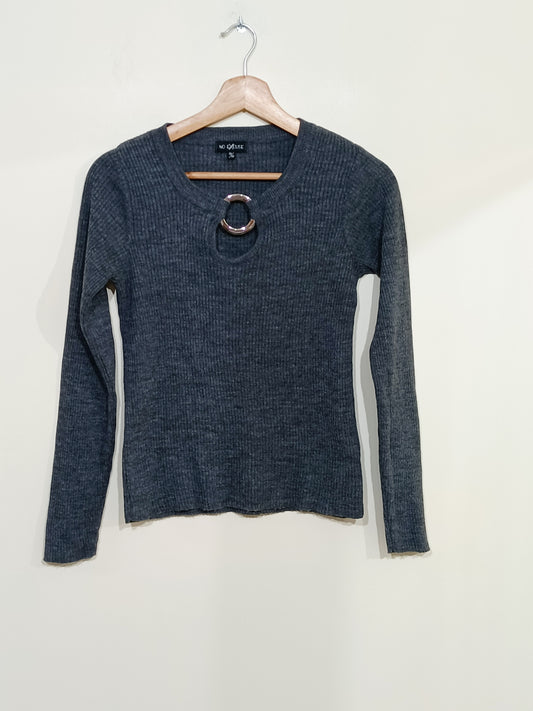 Pull No excuse gris avec col fantaisie Taille 38/40
