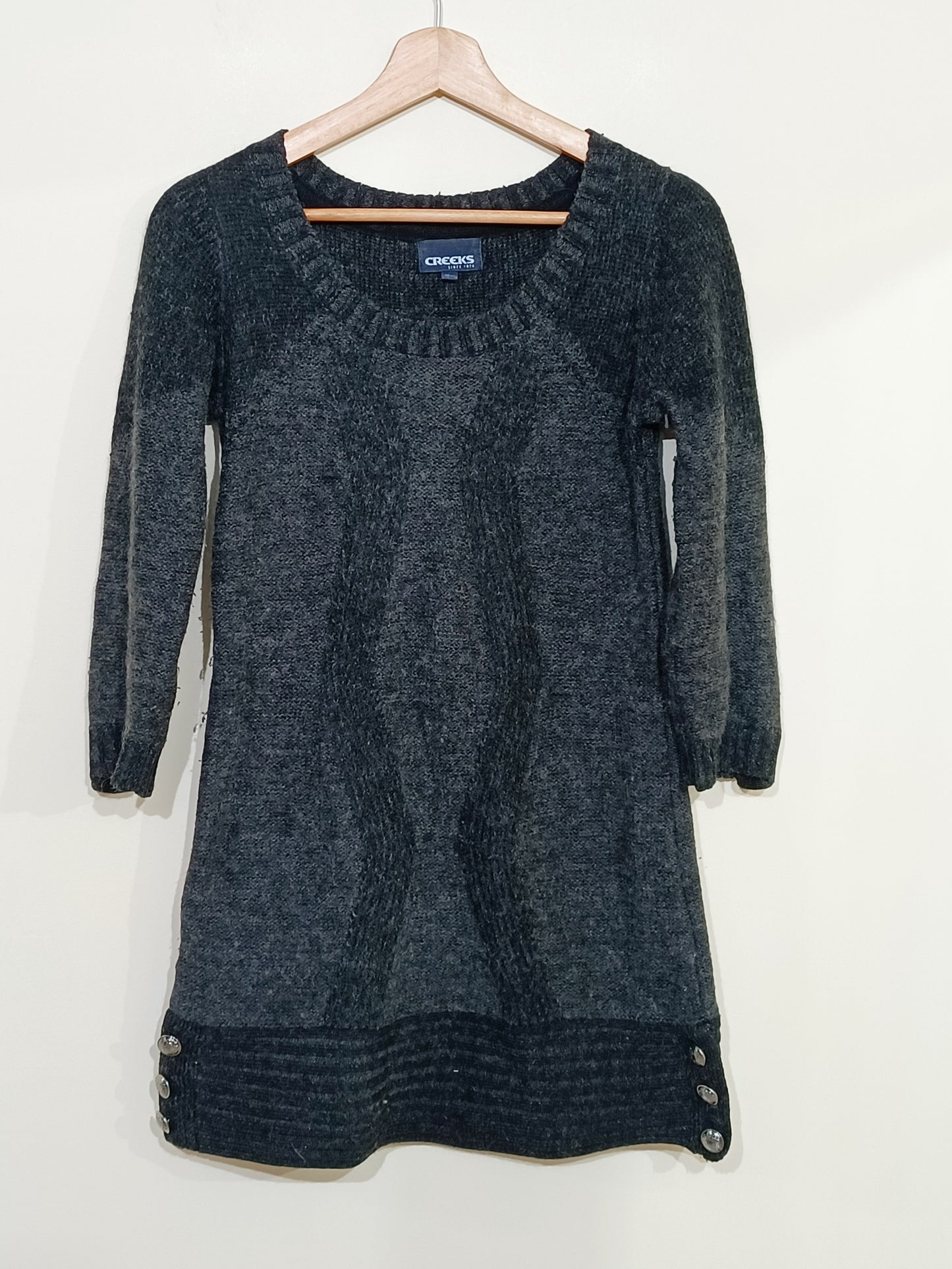 Pull long manches 3/4 Creeks gris anthracite Taille 38/40