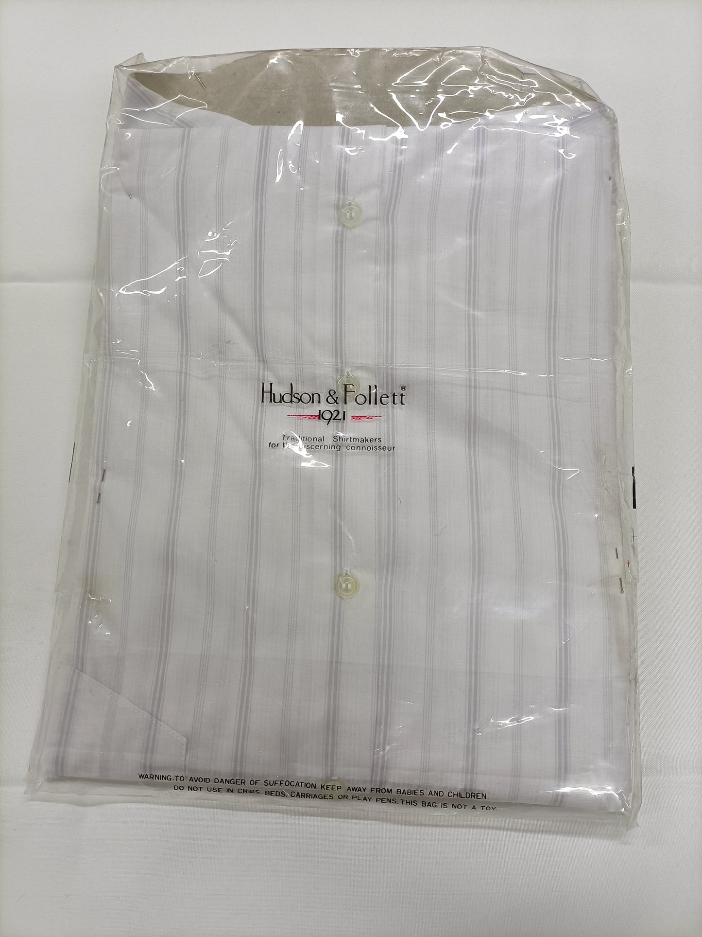 Chemise Hudson & Follett blanche rayée Taille 41 (L)