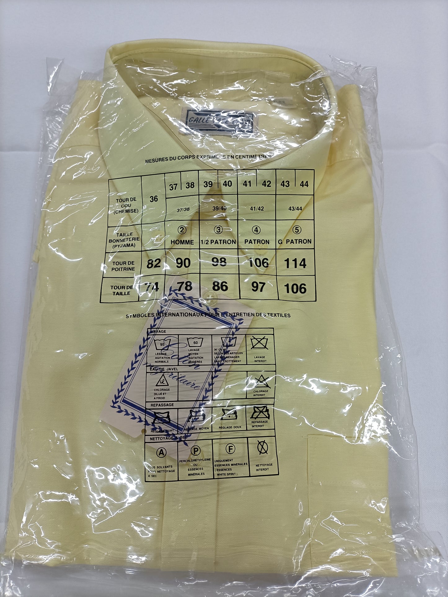 Chemise Galle Face Club jaune pastel Taille 41/42 (L)