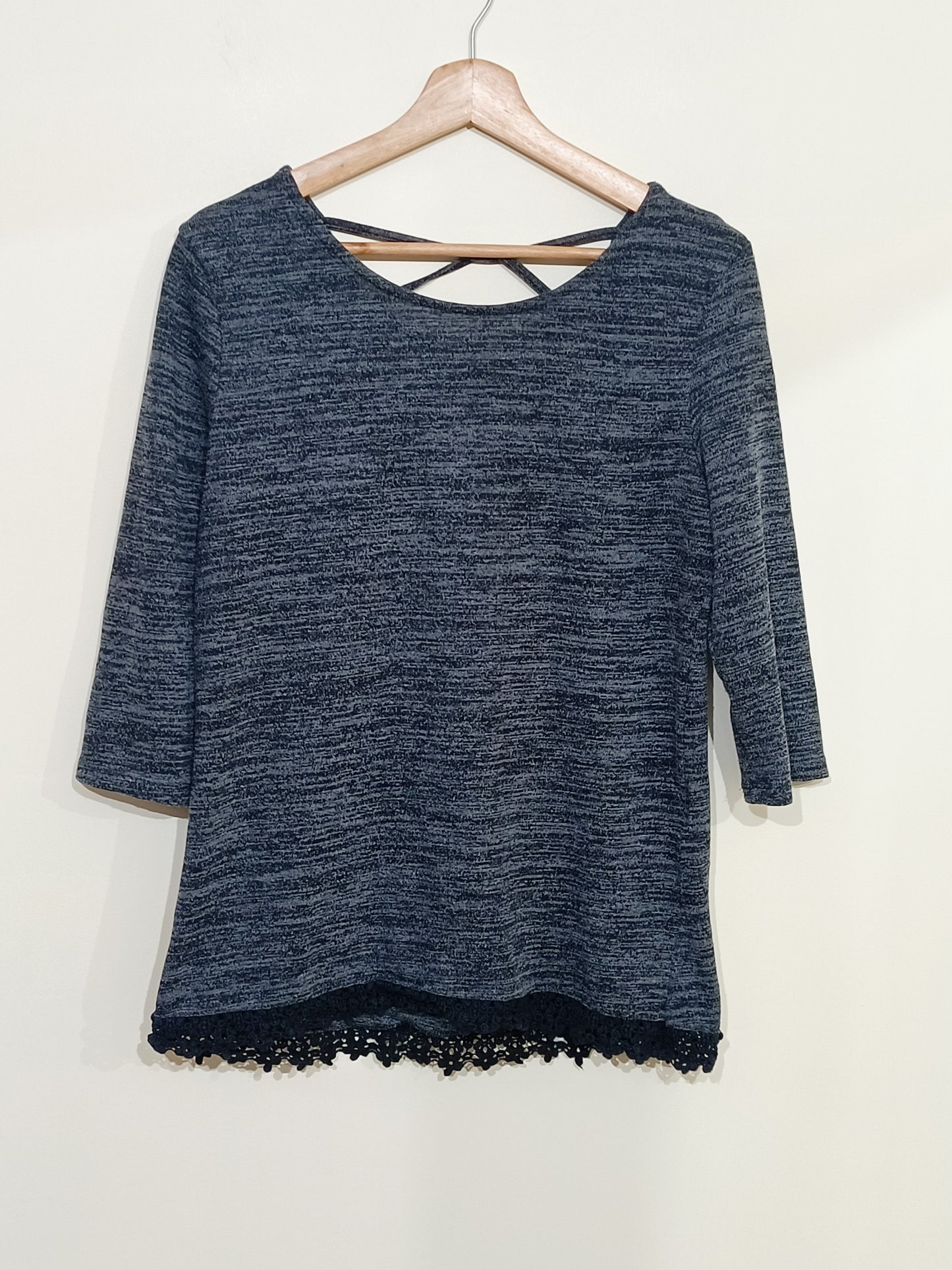 Pull fin Kiabi manches 3/4 gris chiné Taille M