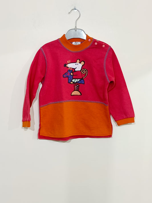 Sweat Mimi rose et orange avec impression Taille 4 Ans