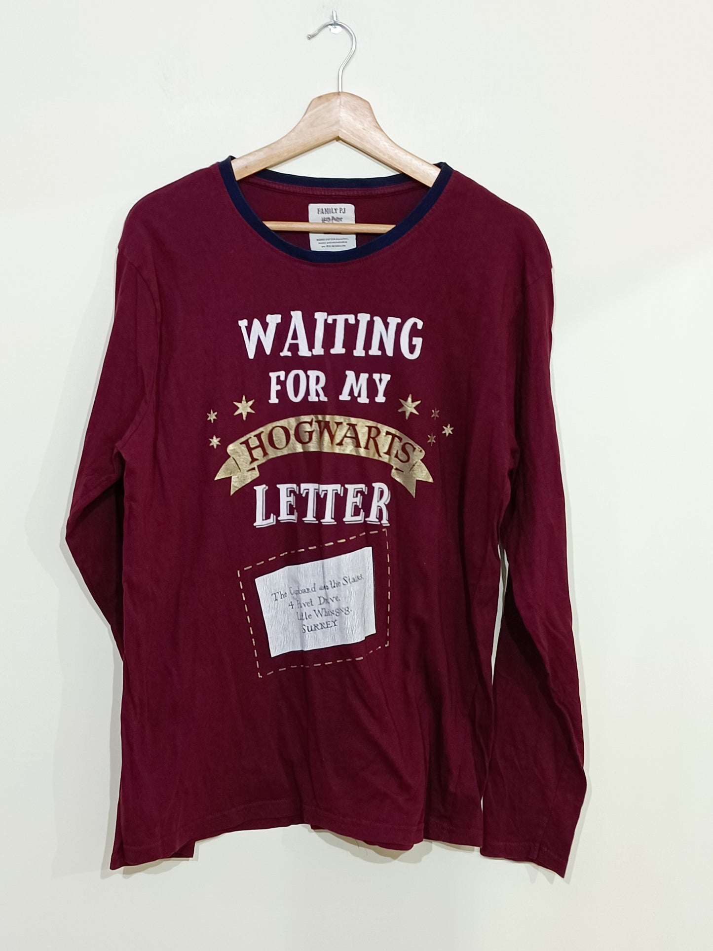 Haut de Pyjama Harry Potter bordeaux avec impression Taille L