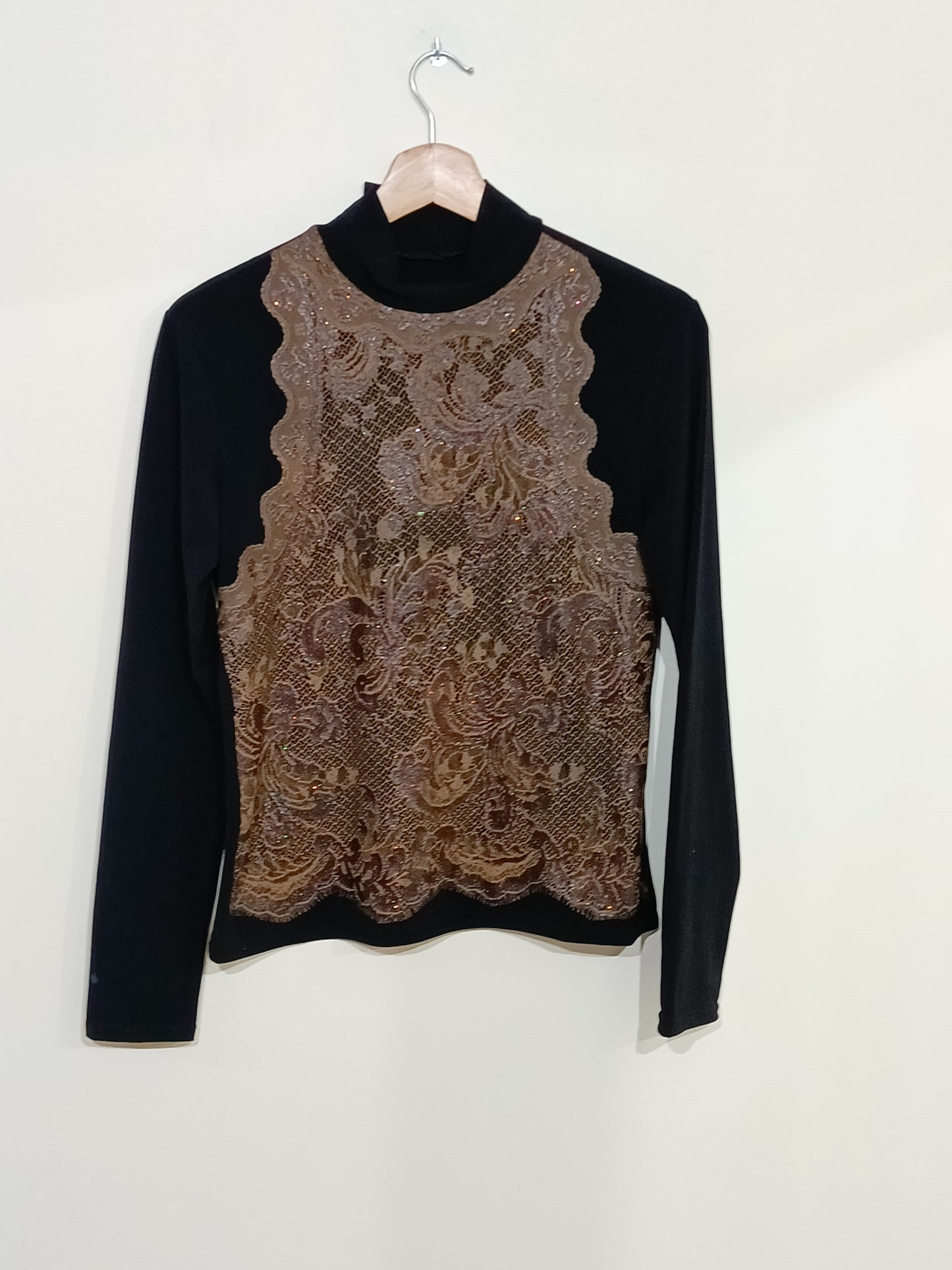 T-shirt manches longues Sépia fantaisie noir et marron Taille M