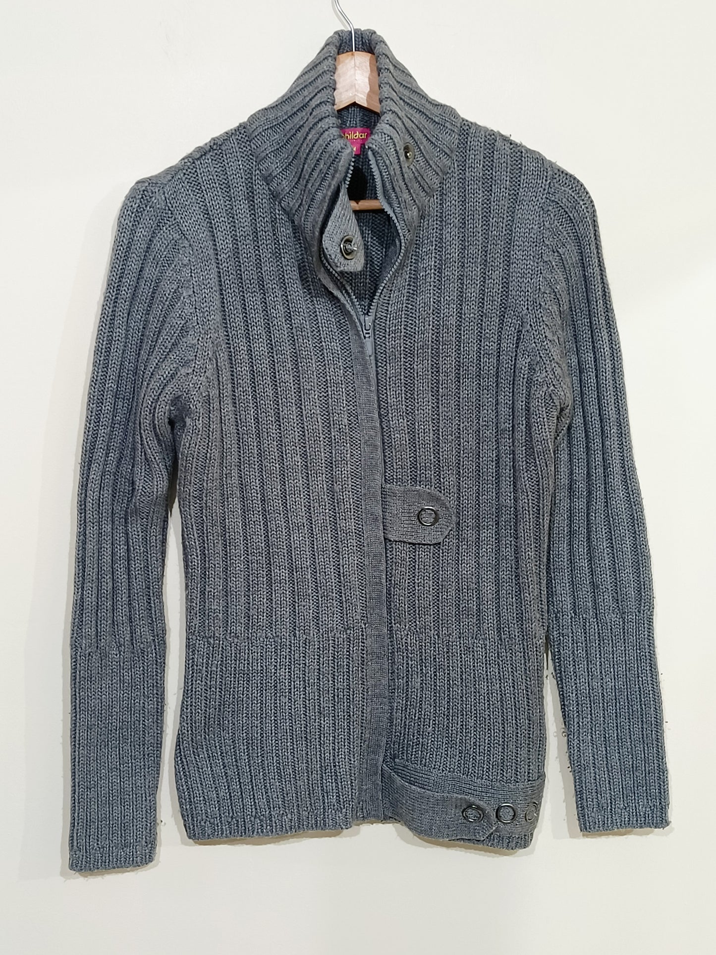 Gilet zippé en maille Phildar gris Taille M