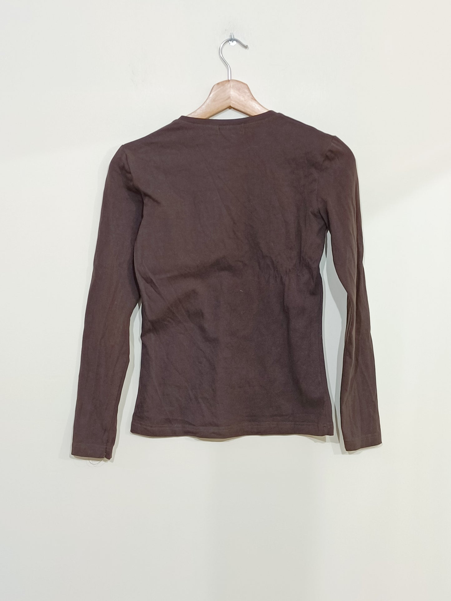 T-shirt manches longues Guess Jeans marron avec impression Taille S