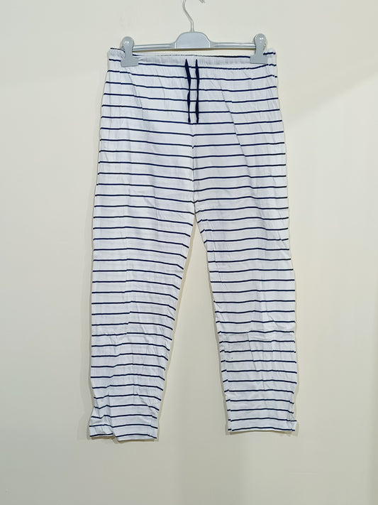 Pantalon de pyjama Tissaia blanc rayé bleu marine Taille 46/48