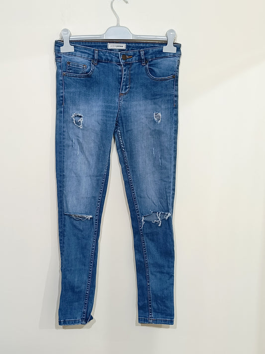 Jeans Pimkie bleu délavé effet usé skinny Taille 38